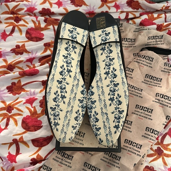 GUCCI NIB Malaga Kid / Elaphe Radiata Lux Black Ballet Flats Size 40 - Picture 3 of 5